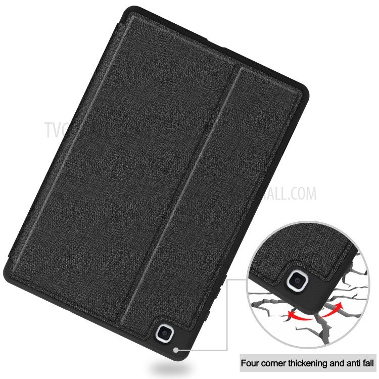 Cloth Texture Stand Leather Smart Tablet Case with Pen Slot for Samsung Galaxy Tab S6 Lite - Black-6