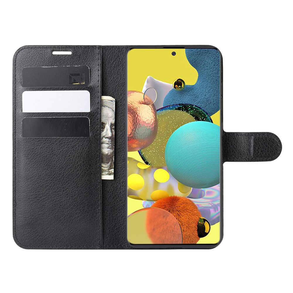 Litchi Surface with Wallet Leather Stand Case for Samsung Galaxy A51 5G SM-A516 - Black-5