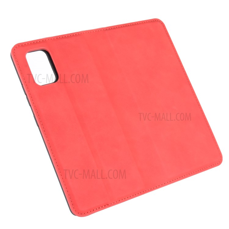 Silky Touch Auto-absorbed Flip Leather Protector Cover for Samsung Galaxy A51 5G SM-A516 - Red-6