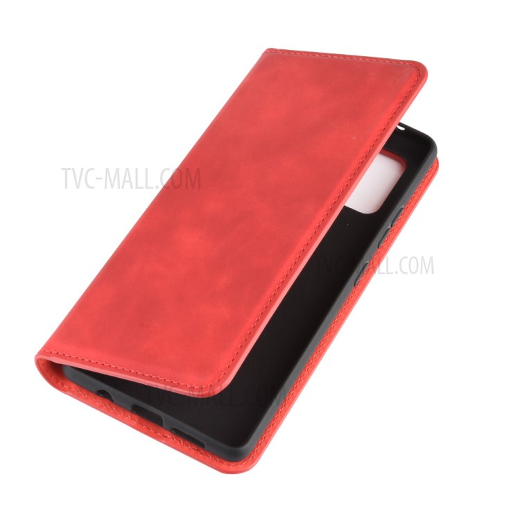 Silky Touch Auto-absorbed Flip Leather Protector Cover for Samsung Galaxy A51 5G SM-A516 - Red-7