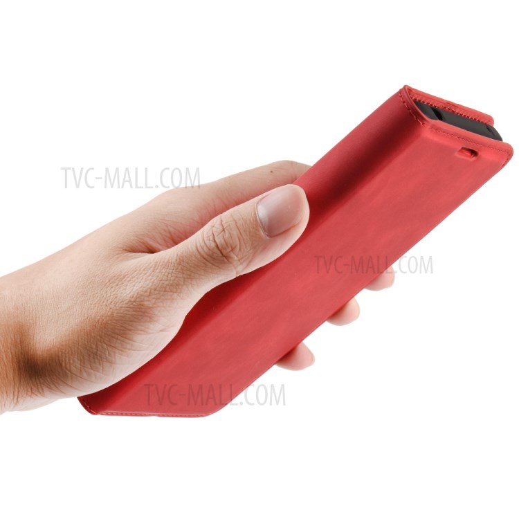 Silky Touch Auto-absorbed Flip Leather Protector Cover for Samsung Galaxy A51 5G SM-A516 - Red-8