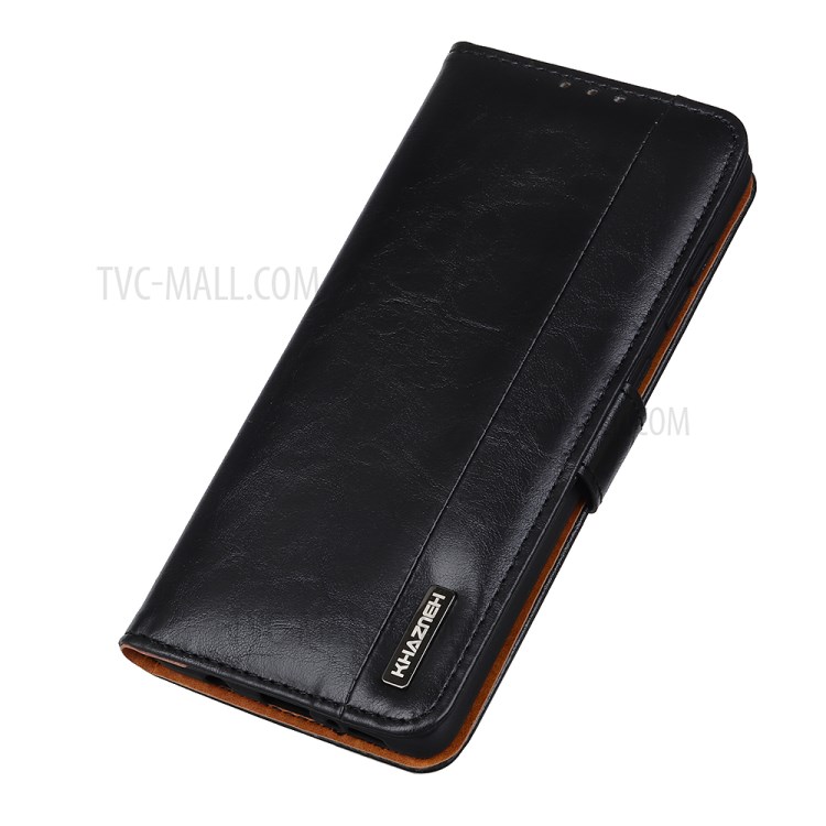 Bison Grain Wallet Stand Leather Phone Case for Samsung Galaxy A21 - Black-2