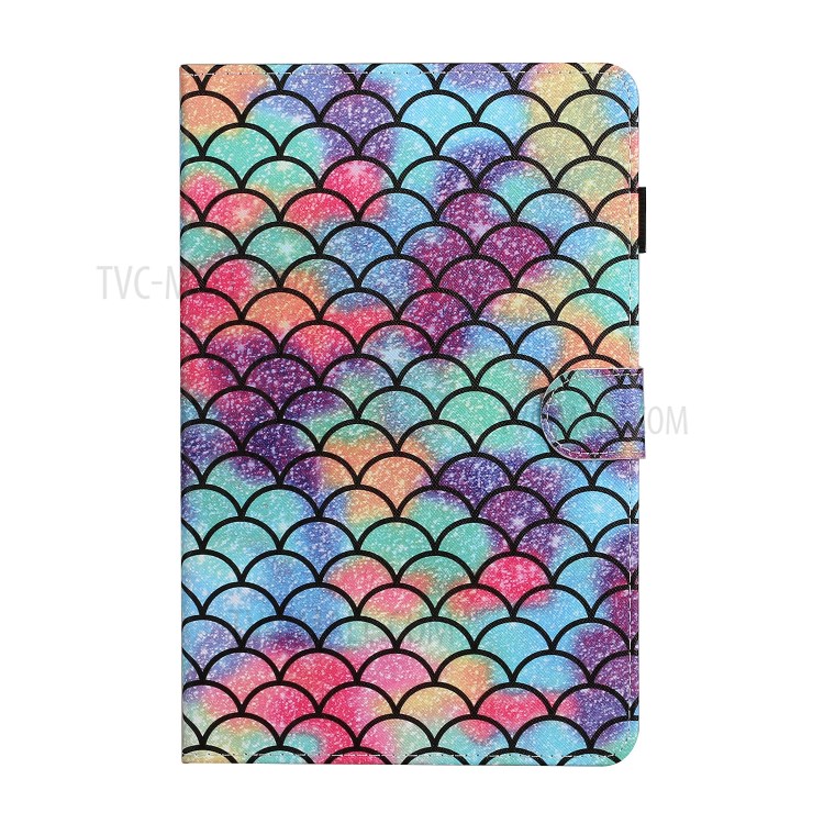 Pattern Printing Card Holder Leather Tablet Cover for Samsung Galaxy Tab A 10.1 (2019) T510/T515 - Fish Scale-2