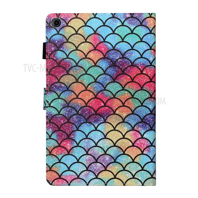 Pattern Printing Card Holder Leather Tablet Cover for Samsung Galaxy Tab A 10.1 (2019) T510/T515 - Fish Scale-3