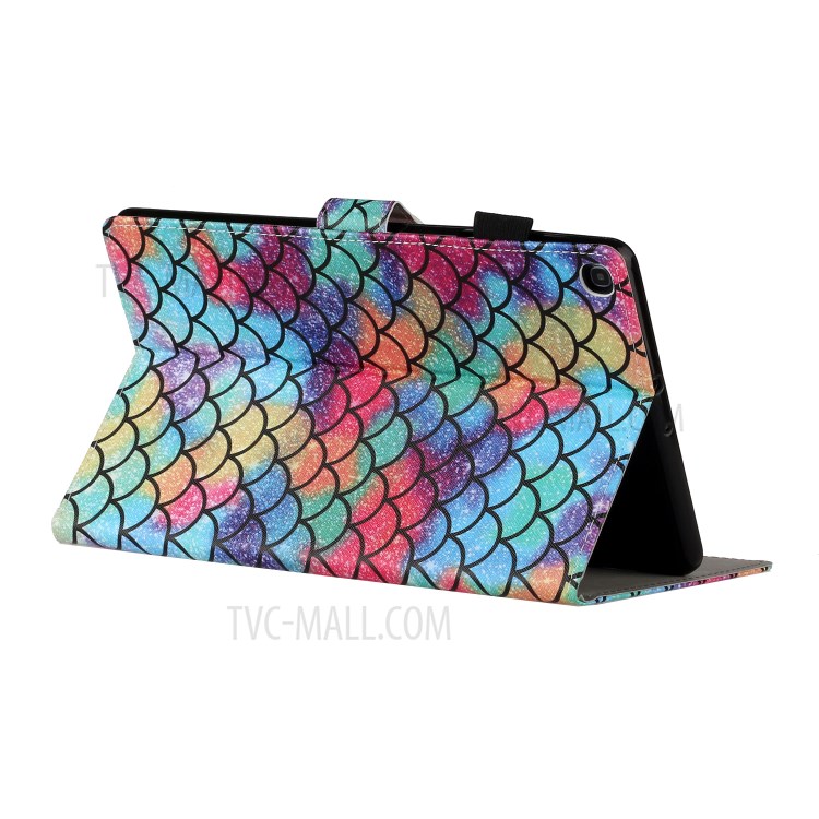 Pattern Printing Card Holder Leather Tablet Cover for Samsung Galaxy Tab A 10.1 (2019) T510/T515 - Fish Scale-4