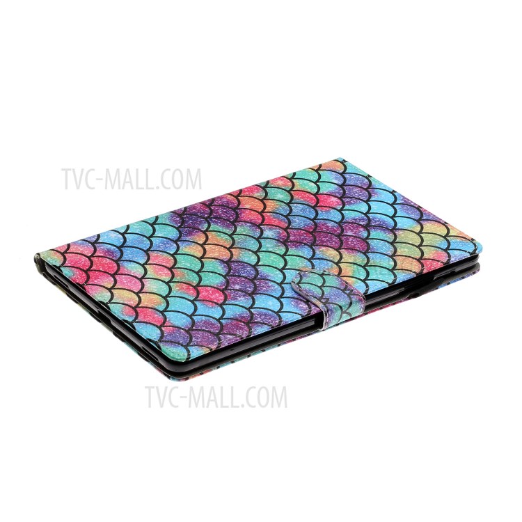 Pattern Printing Card Holder Leather Tablet Cover for Samsung Galaxy Tab A 10.1 (2019) T510/T515 - Fish Scale-5