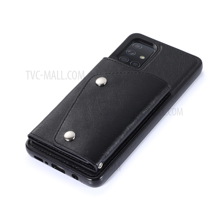 Wallet Phone Case PU Leather Coated TPU Cover for Samsung Galaxy A71 SM-A715 - Black-7