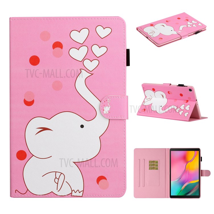 Pattern Printing Stand Card Slot Leather Tablet Case for Samsung Galaxy Tab A 8.0 Wi-Fi (2019) SM-T290/T295 - Elephant-1