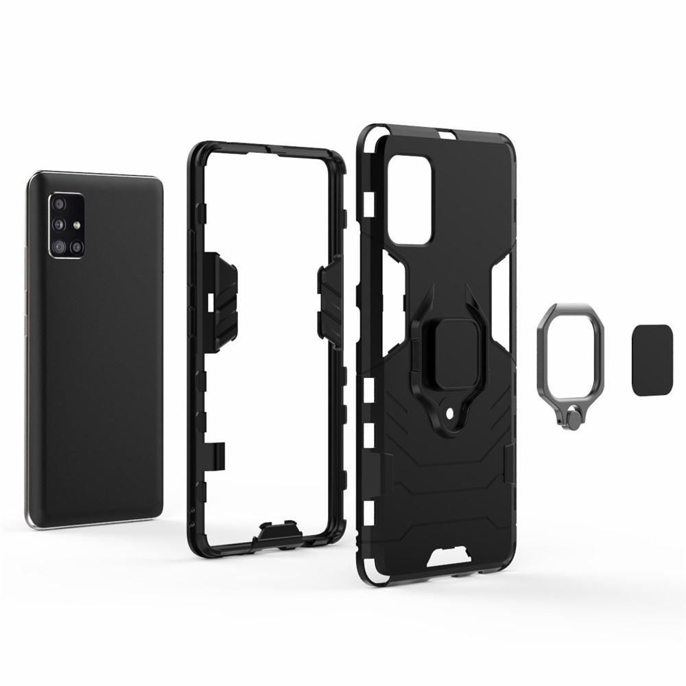 Cool Guard Ring Holder Kickstand PC TPU Hybrid Case Protective Shell for Samsung Galaxy A51 5G SM-A516 - Black-4