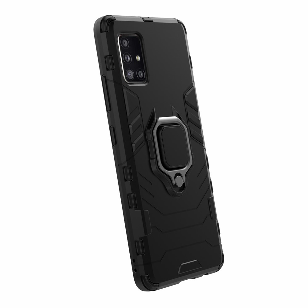 Cool Guard Ring Holder Kickstand PC TPU Hybrid Case Protective Shell for Samsung Galaxy A51 5G SM-A516 - Black-6