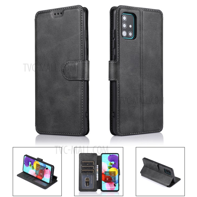 PU Leather + TPU Wallet Style Case for Samsung Galaxy A71 SM-A715 - Black-1