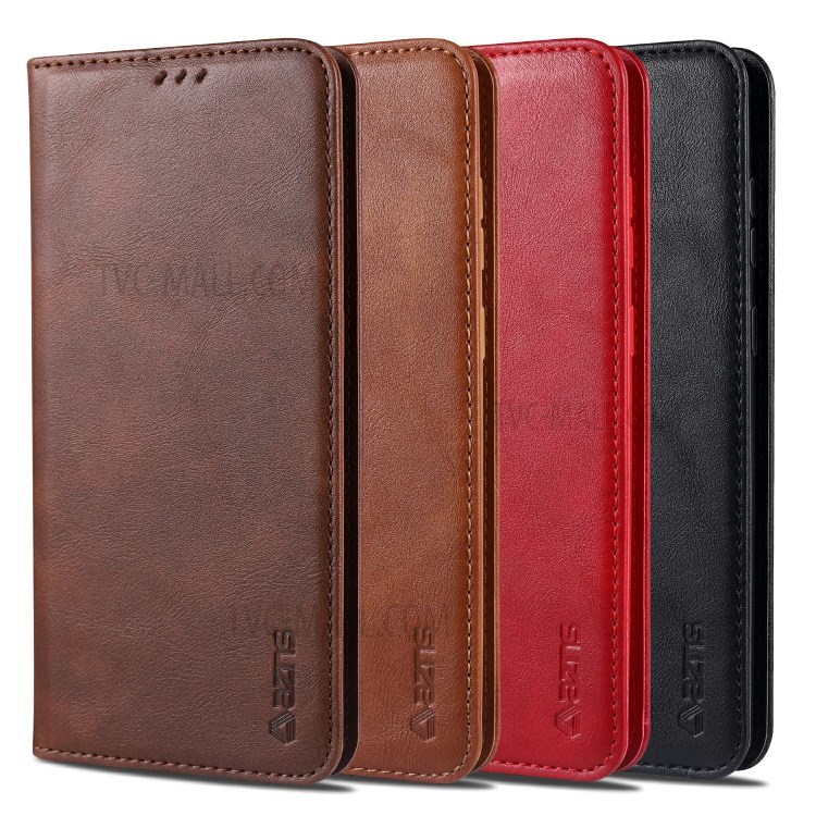 AZNS Retro Style PU Leather Cover for Samsung Galaxy A81/Note 10 Lite - Coffee-10
