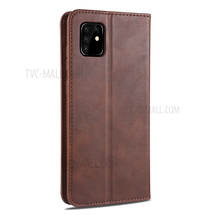 AZNS Retro Style PU Leather Cover for Samsung Galaxy A81/Note 10 Lite - Coffee-3