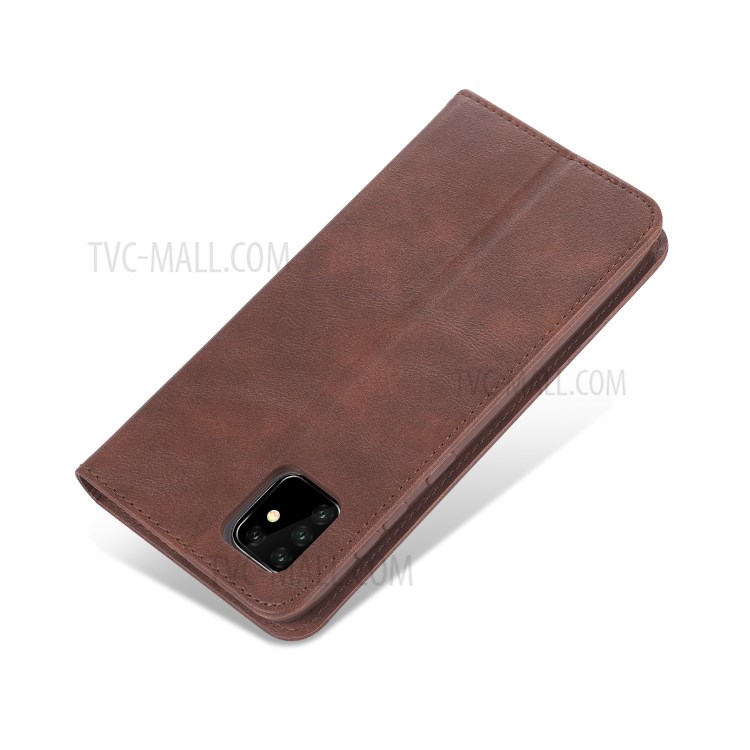 AZNS Retro Style PU Leather Cover for Samsung Galaxy A81/Note 10 Lite - Coffee-5