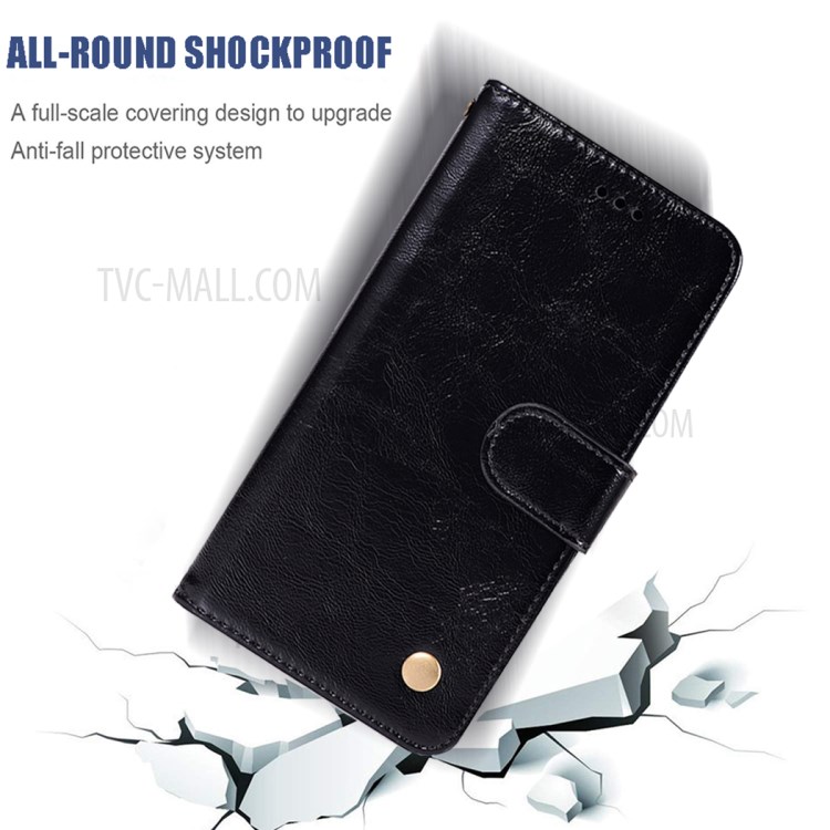 Vintage Premium PU Leather Wallet Phone Cover for Samsung Galaxy A91/S10 Lite/M80s - Black-5