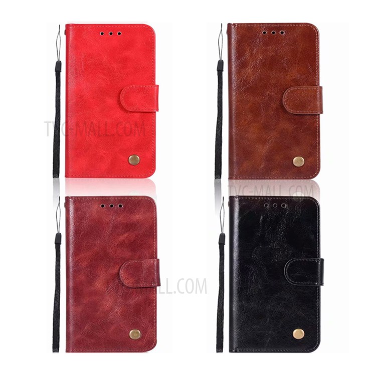 Vintage Premium PU Leather Wallet Phone Cover for Samsung Galaxy A91/S10 Lite/M80s - Black-9