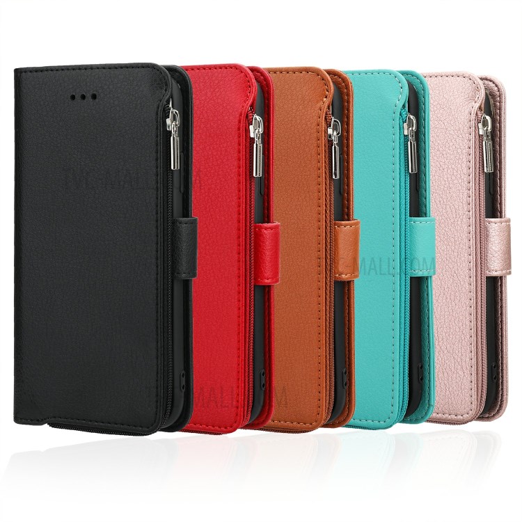 Microfiber Leather Zipper Pocket Wallet Case for Samsung Galaxy S20 Plus - Black-7