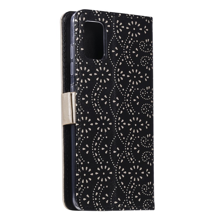 Lace Flower Pattern Zipper Pocket Wallet Leather Cover for Samsung Galaxy A51 5G SM-A516 - Black-5