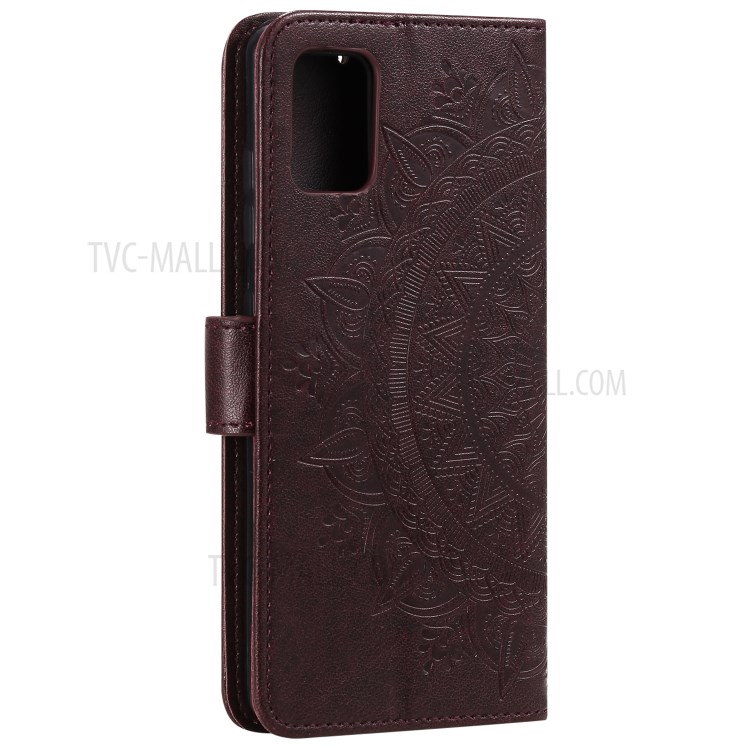 Imprint Flower Leather Cool Cover for Samsung Galaxy A71 5G SM-A716 - Brown-5