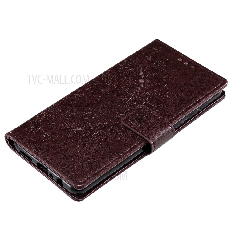 Imprint Flower Leather Special Cover for Samsung Galaxy A21 - Brown-6