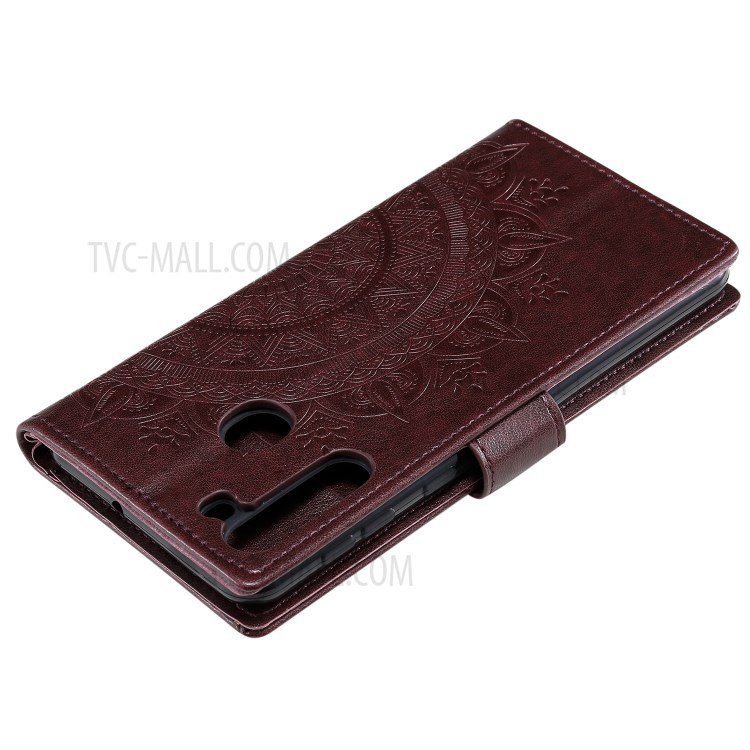 Imprint Flower Leather Special Cover for Samsung Galaxy A21 - Brown-7