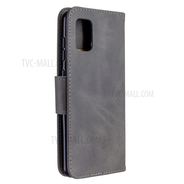 Solid Color PU Leather Unique Phone Cover for Samsung Galaxy A31 - Grey-8