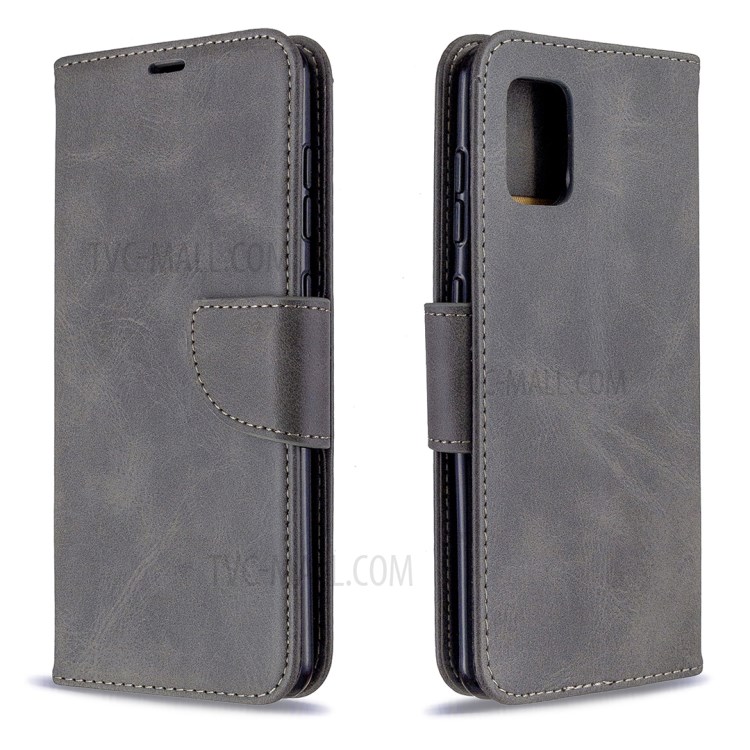 Solid Color PU Leather Unique Phone Cover for Samsung Galaxy A31 - Grey-9