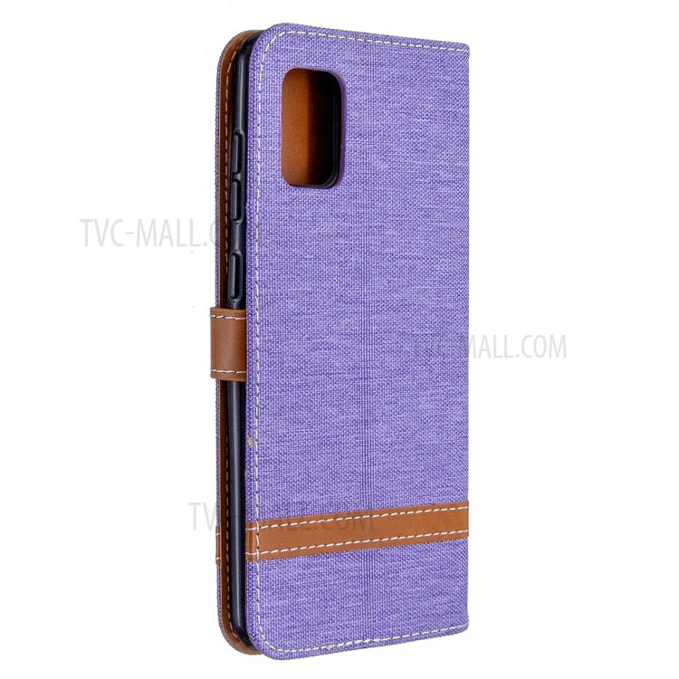 Assorted Color Jeans Cloth Leather Stylish with Wallet Case for Samsung Galaxy A31 - Purple-7