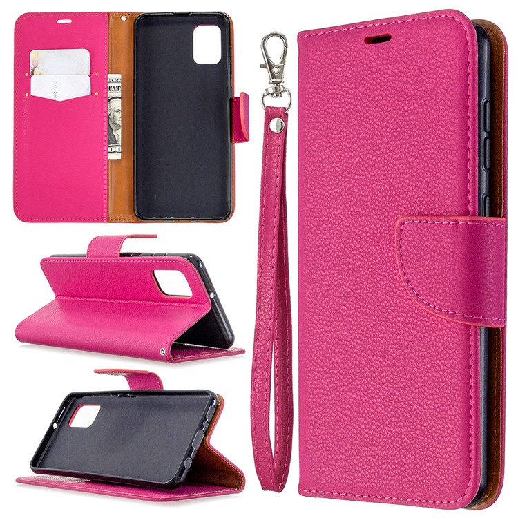 Litchi Surface with Wallet Leather Stand Case for Samsung Galaxy A31 - Rose-1