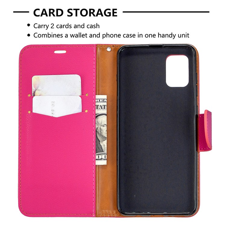 Litchi Surface with Wallet Leather Stand Case for Samsung Galaxy A31 - Rose-3