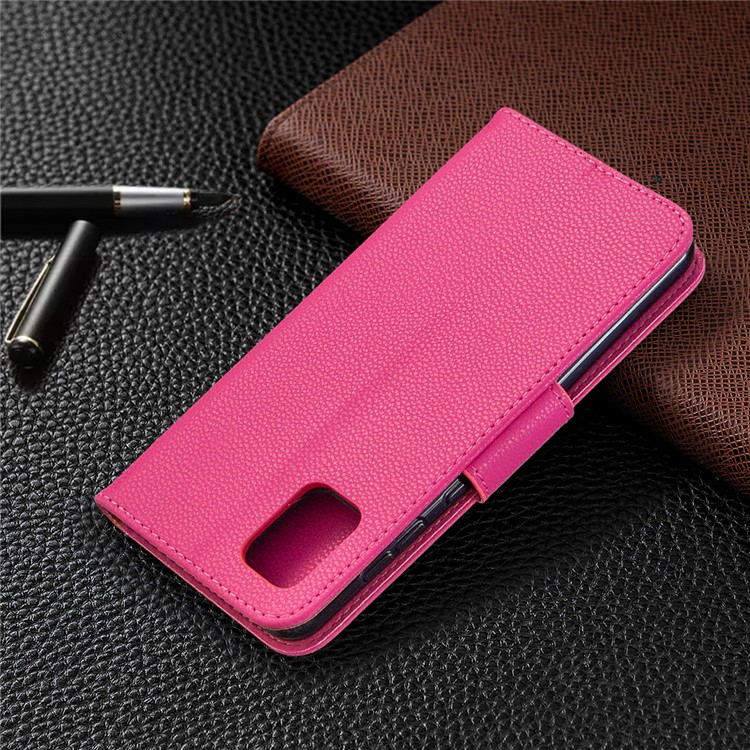 Litchi Surface with Wallet Leather Stand Case for Samsung Galaxy A31 - Rose-5