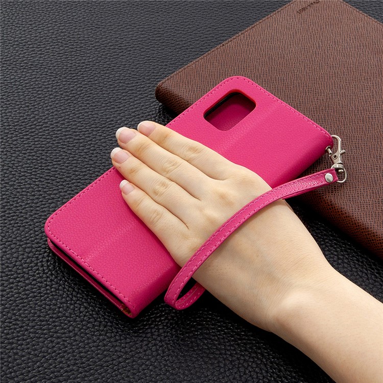 Litchi Surface with Wallet Leather Stand Case for Samsung Galaxy A31 - Rose-6