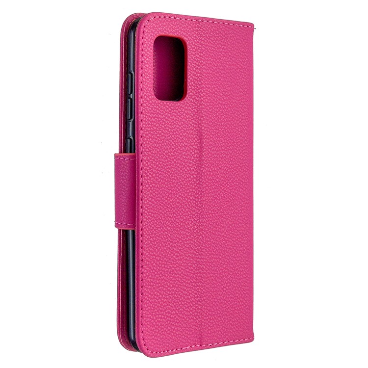 Litchi Surface with Wallet Leather Stand Case for Samsung Galaxy A31 - Rose-8