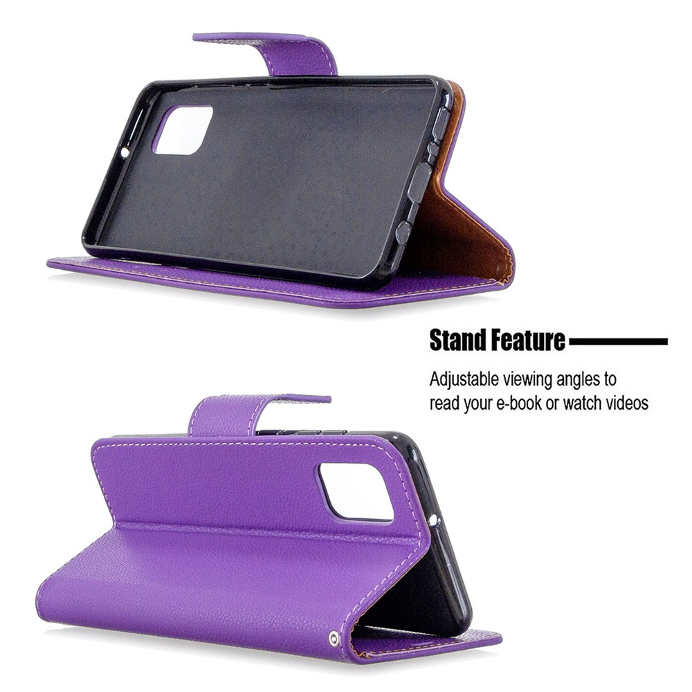 Litchi Surface with Wallet Leather Stand Case for Samsung Galaxy A31 - Purple-2