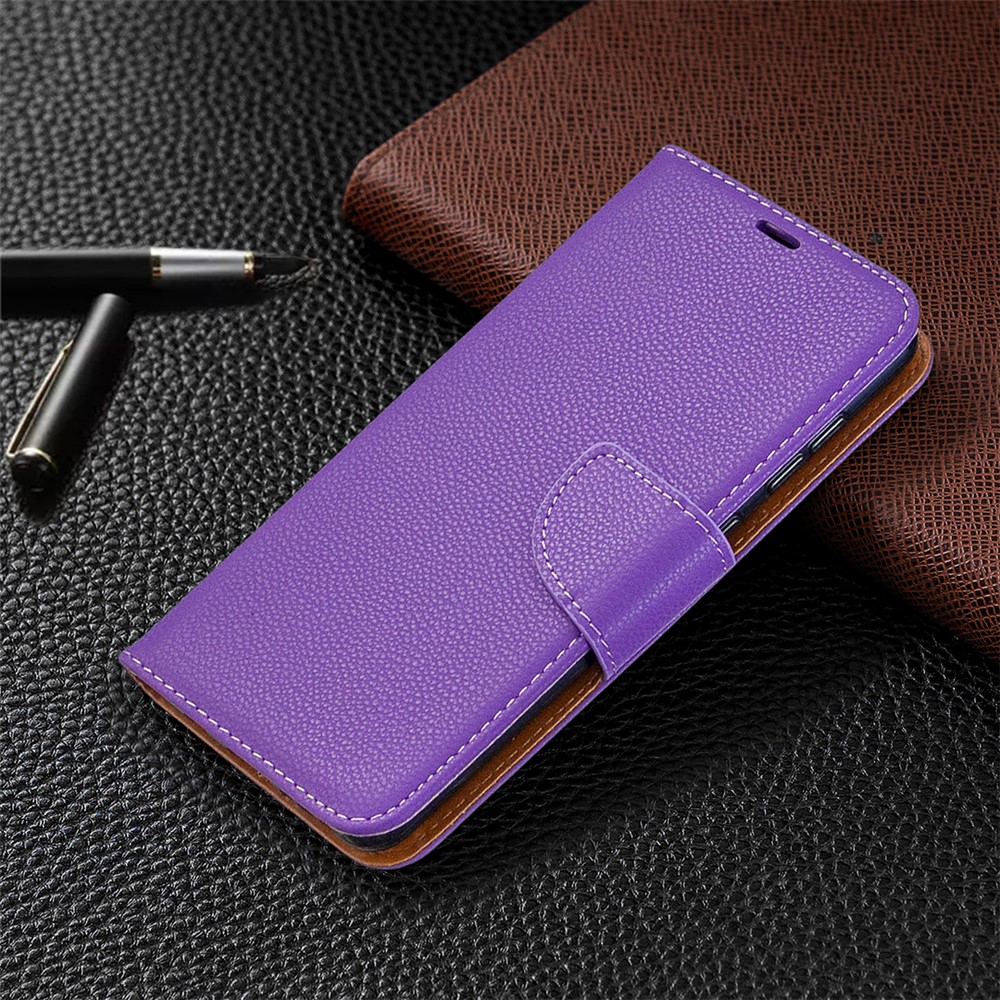 Litchi Surface with Wallet Leather Stand Case for Samsung Galaxy A31 - Purple-4