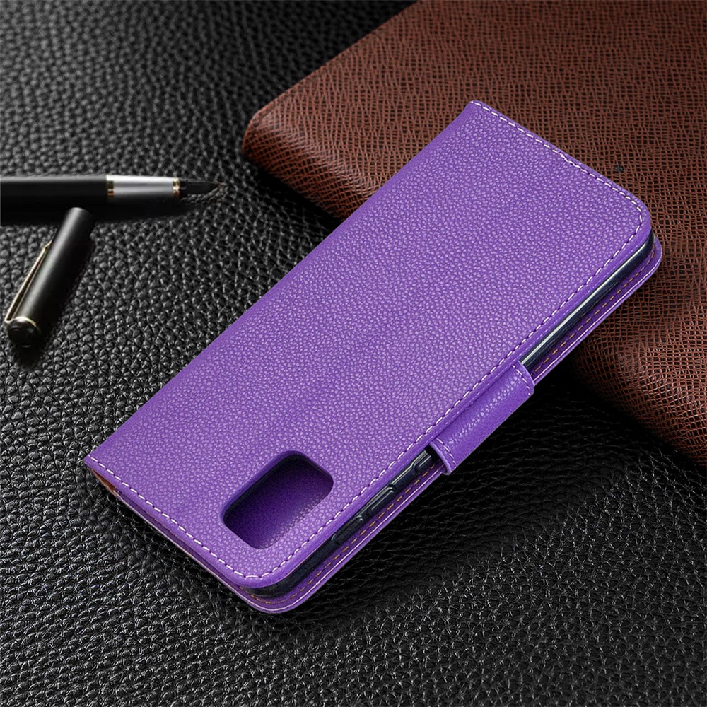 Litchi Surface with Wallet Leather Stand Case for Samsung Galaxy A31 - Purple-5