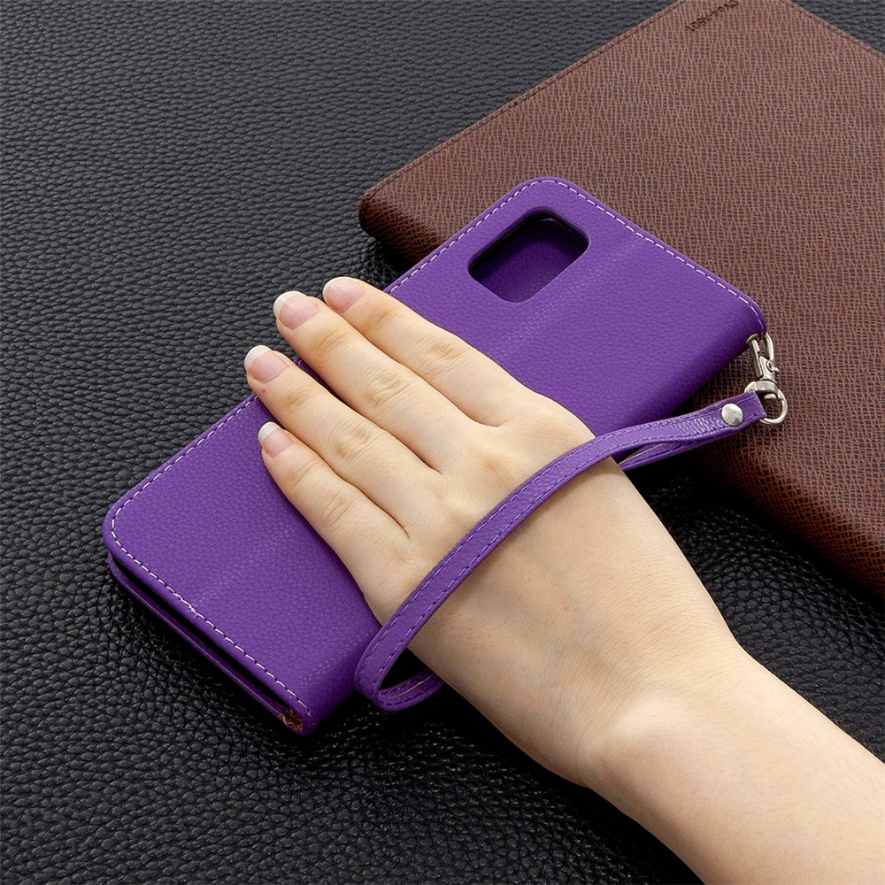Litchi Surface with Wallet Leather Stand Case for Samsung Galaxy A31 - Purple-6