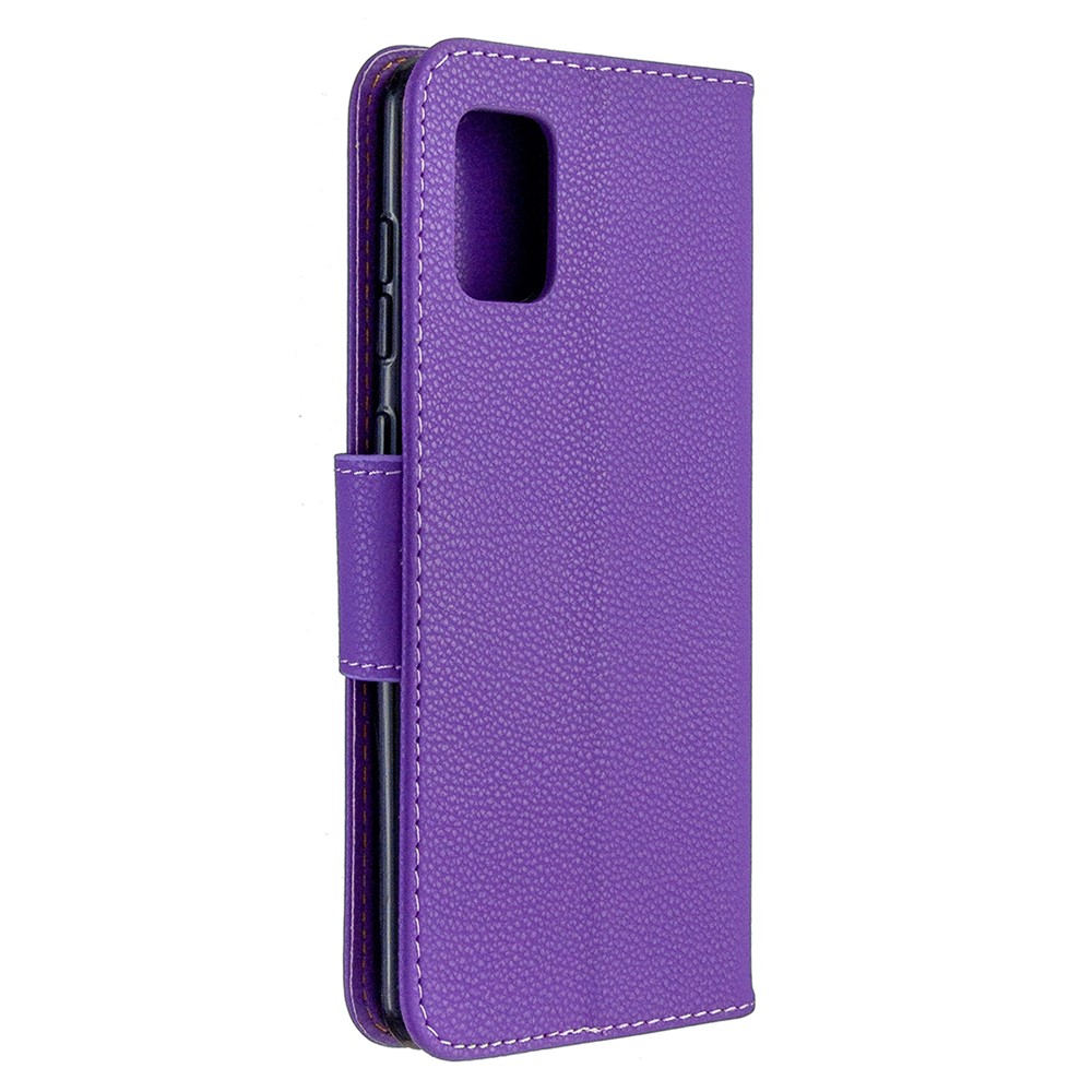 Litchi Surface with Wallet Leather Stand Case for Samsung Galaxy A31 - Purple-8