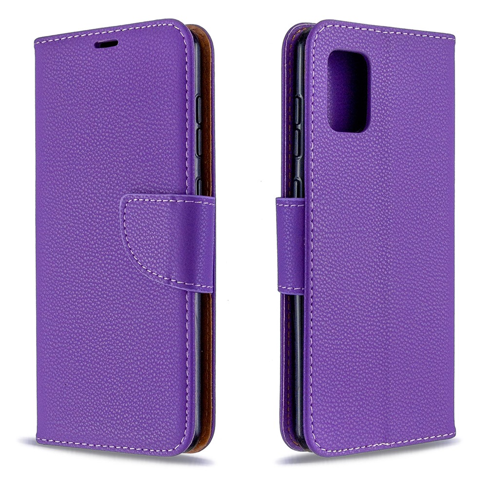 Litchi Surface with Wallet Leather Stand Case for Samsung Galaxy A31 - Purple-9
