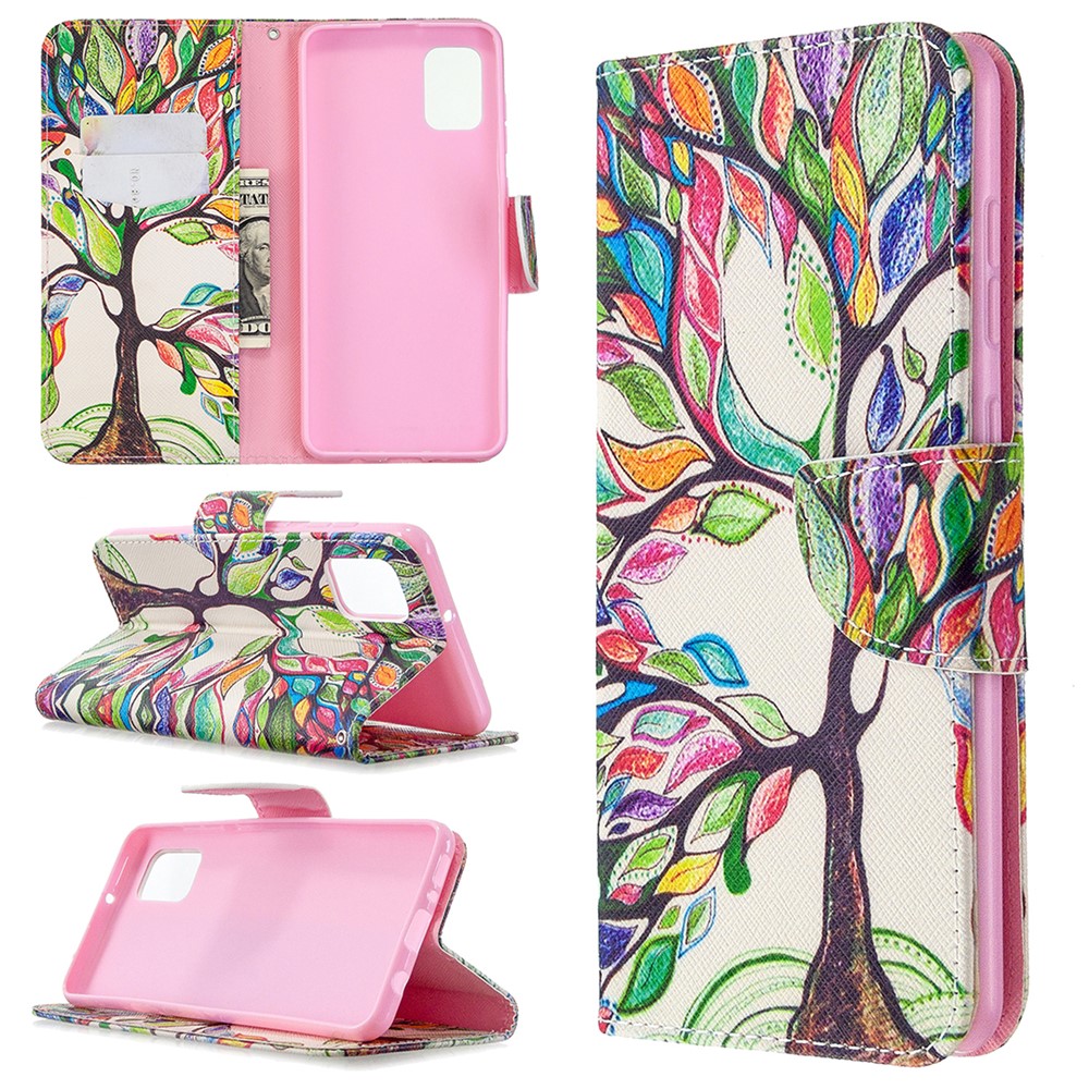 Pattern Printing Leather Wallet Protective Case for Samsung Galaxy A31 - Life Tree-1
