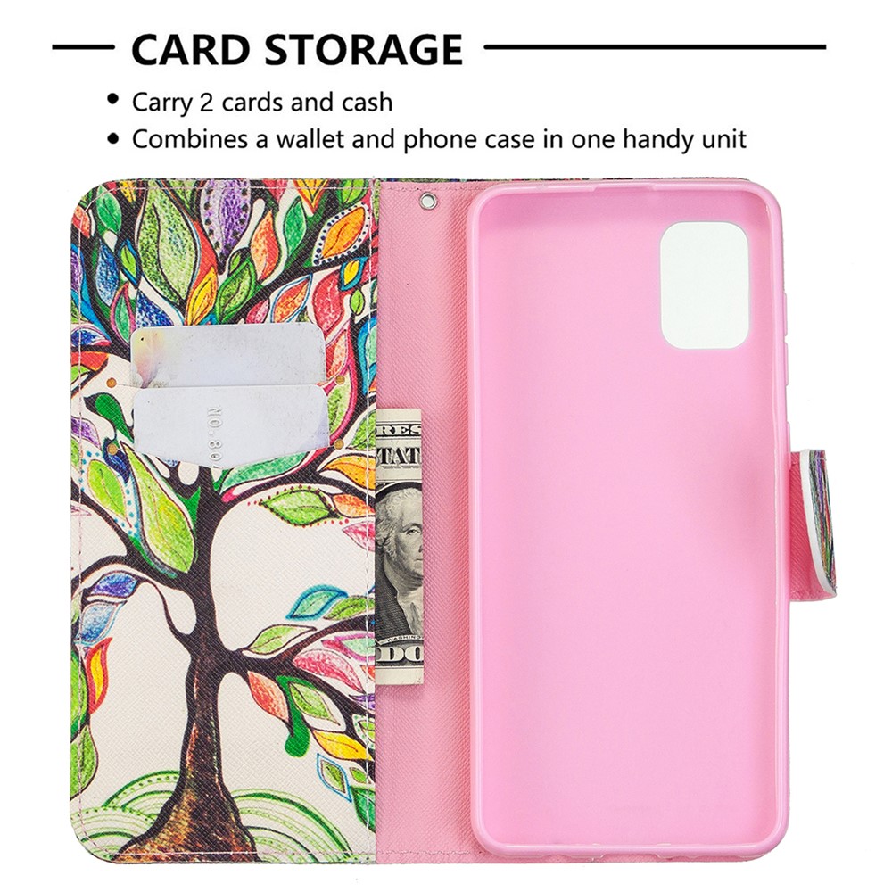 Pattern Printing Leather Wallet Protective Case for Samsung Galaxy A31 - Life Tree-3