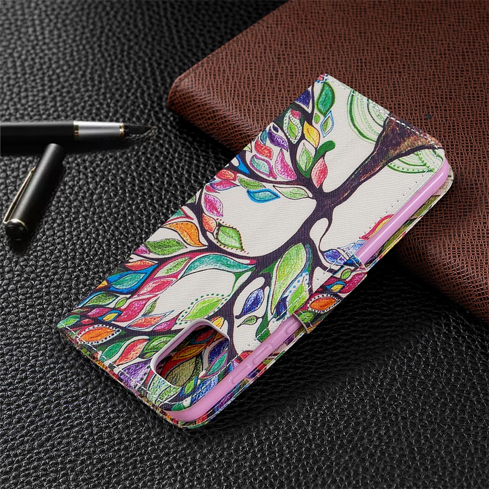 Pattern Printing Leather Wallet Protective Case for Samsung Galaxy A31 - Life Tree-5