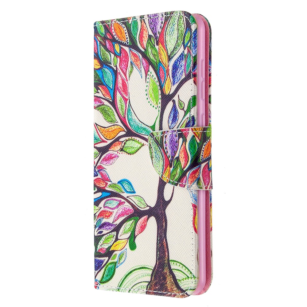 Pattern Printing Leather Wallet Protective Case for Samsung Galaxy A31 - Life Tree-6
