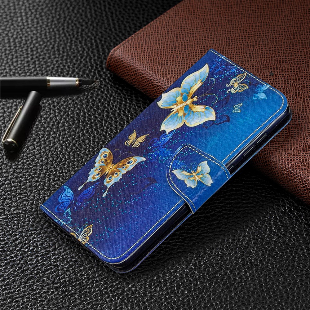 Pattern Printing Wallet Stand Flip Leather Phone Shell for Samsung	Galaxy A31 - Metal Butterflies-4