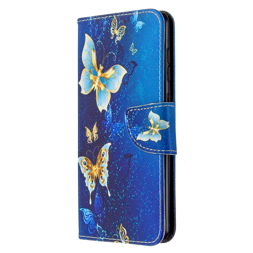 Pattern Printing Wallet Stand Flip Leather Phone Shell for Samsung	Galaxy A31 - Metal Butterflies-6