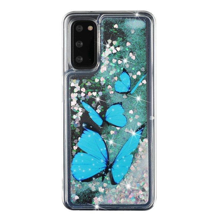 Pattern Printing Glitter Powder Quicksand TPU Protective Case for Samsung Galaxy S20 - Butterfly-2