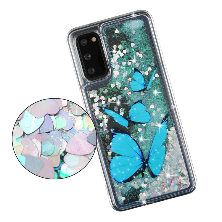 Pattern Printing Glitter Powder Quicksand TPU Protective Case for Samsung Galaxy S20 - Butterfly-3