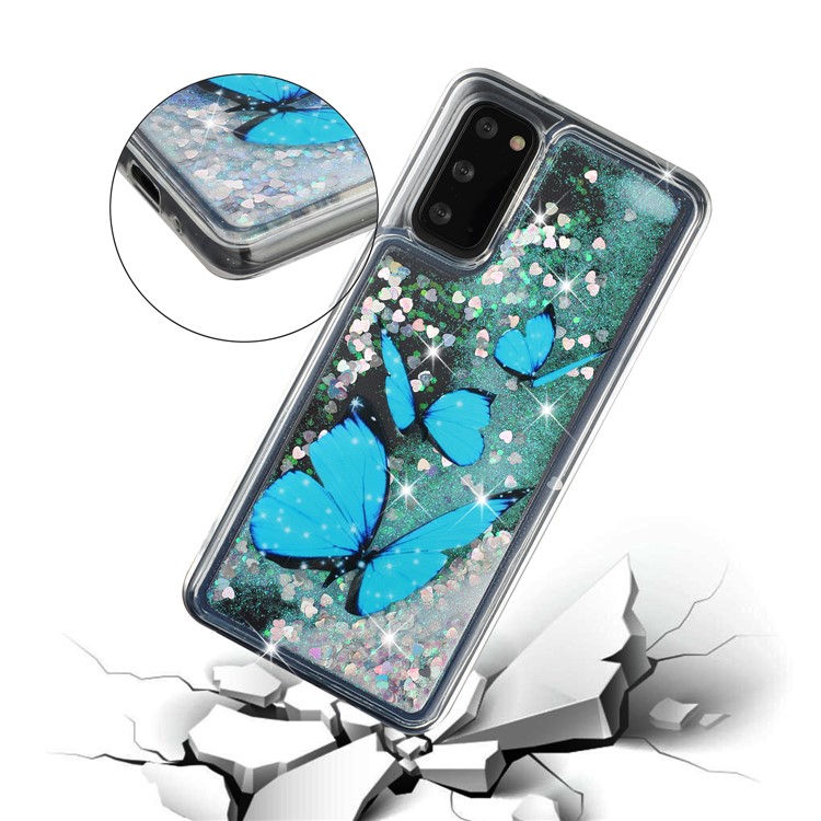 Pattern Printing Glitter Powder Quicksand TPU Protective Case for Samsung Galaxy S20 - Butterfly-5