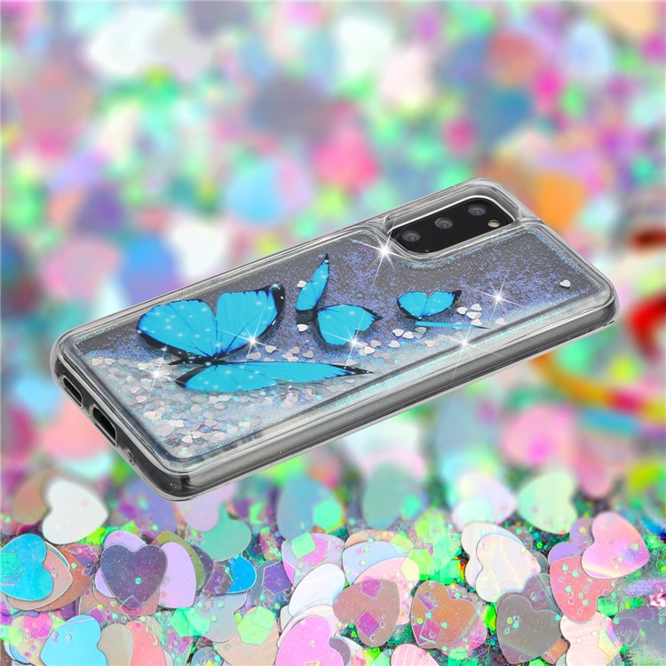 Pattern Printing Glitter Powder Quicksand TPU Protective Case for Samsung Galaxy S20 - Butterfly-6