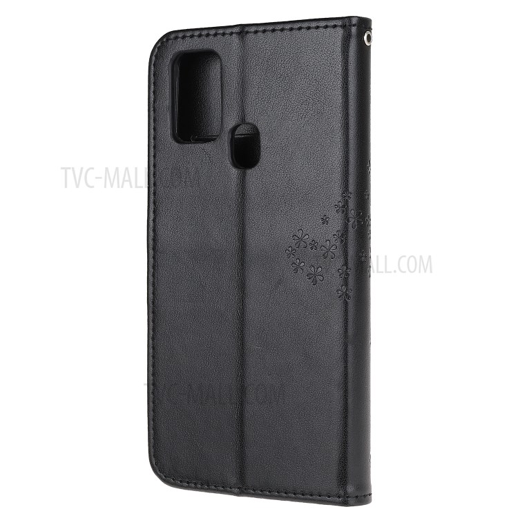 Imprint Tree Owl Leather Stylish Wallet Stand Case for Samsung Galaxy M31 - Black-3